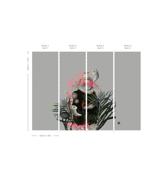 Wallcolors TAP-9308 2025 Lady Medusa Gray - mural w abstrakcyjną postać kobiecą