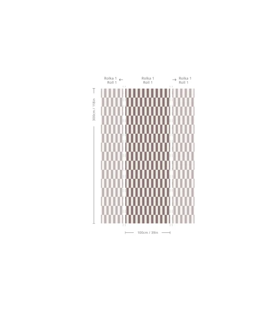 Wallcolors TAP-9259 2025 Tetris Stripe Burgundy - mural w paski