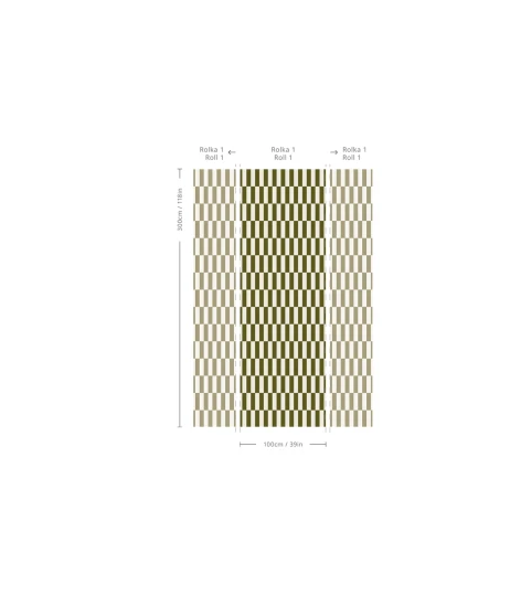 Wallcolors TAP-9256 2025 Tetris Stripe Olive - mural w paski