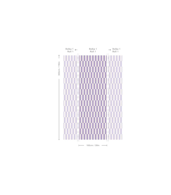 Wallcolors TAP-9255 2025 Tetris Stripe Lilac - mural w paski