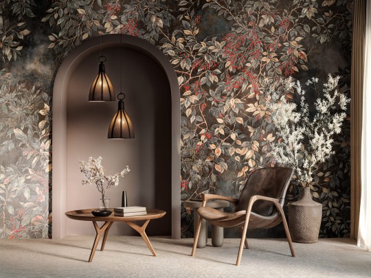 Wallcraft 1065 31 2501 2025 Grisali - mural w liście i jagody