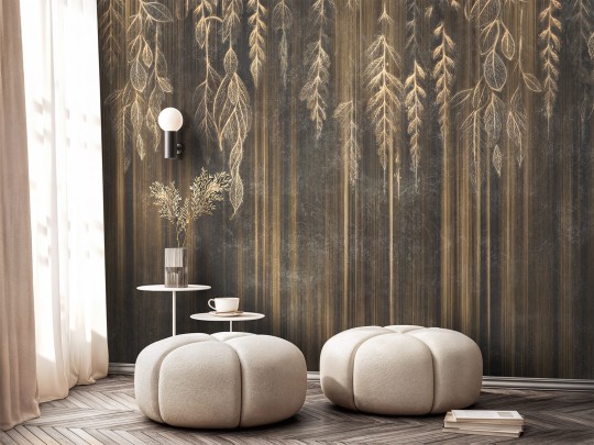 Wallcraft 1040 31 2501 2025 Velissa - mural w liście i cienkie paski