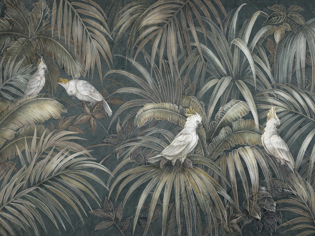 Wallcraft 1020 31 2501 2025 Zefira - mural w egzotyczne liście i papugi