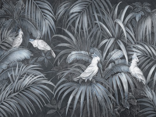 Wallcraft 1020 32 2501 2025 Zefira - mural w egzotyczne liście i papugi