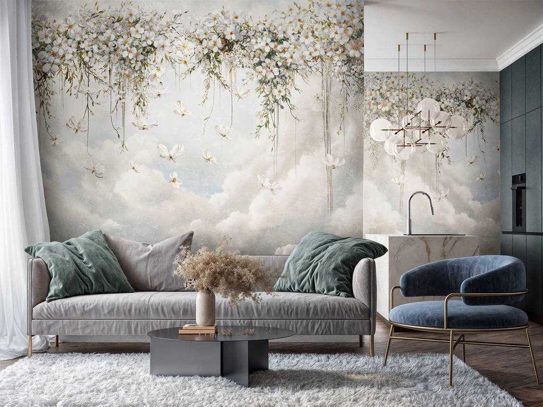 Wallcraft 990 31 2402 2025 Tullia - mural w pejzaż nieba i kwiaty