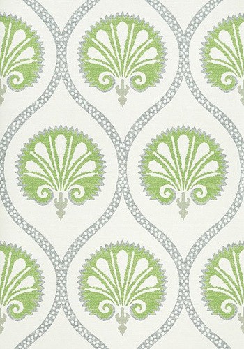 Thibaut T85015 Greenwood Kimberly Green - tapeta w stylizowane rośliny w układzie ogee