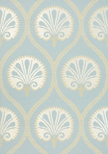 Thibaut T85017 Greenwood Kimberly Aqua - tapeta w stylizowane rośliny w układzie ogee