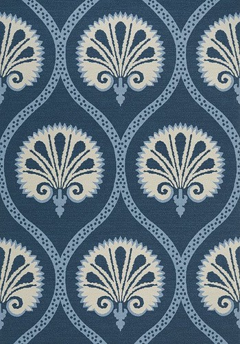 Thibaut T85019 Greenwood Kimberly Blue and White - tapeta w stylizowane rośliny w układzie ogee
