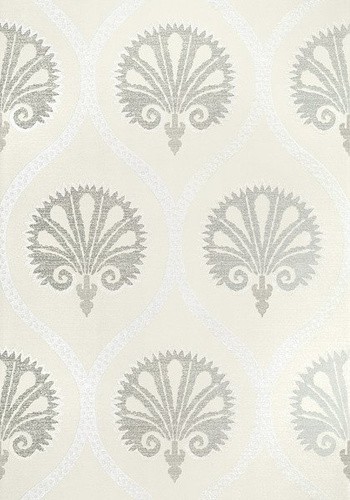 Thibaut T85060 Greenwood Kimberly Pearl - tapeta w stylizowane rośliny w układzie ogee