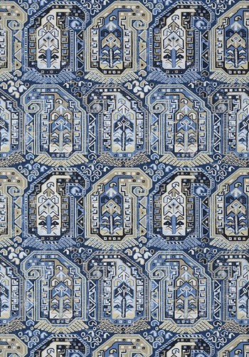 Thibaut T85022 Greenwood Gleniffer Blue and Beige - tapeta inspirowaną tkaniną w układzie paisley