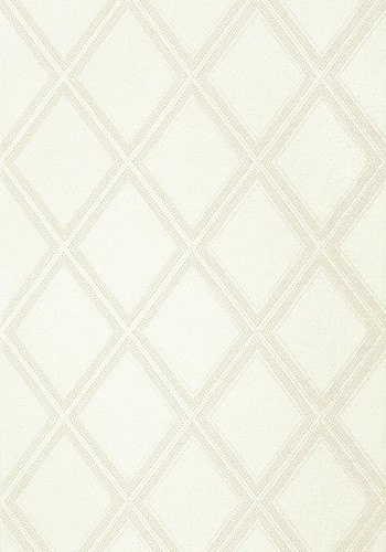Thibaut T85059 Greenwood Diamond Head White - tapeta w kratownicę na tle imitującym len