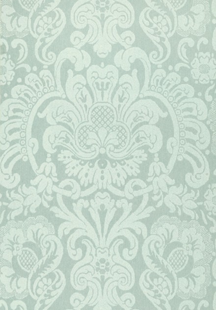 Thibaut T89104 Damask Resource 4 Dorian Damask Aqua - tapeta w roślinne ornamenty