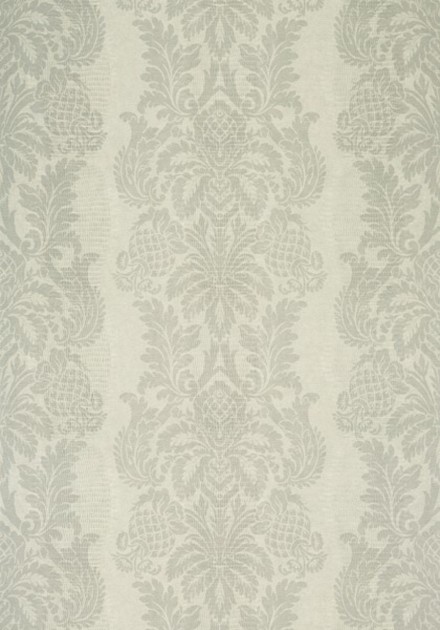 Thibaut T89111 Damask Resource 4 French Quarter Damask Pewter - tapeta w ornamenty roślinne układające się w paski
