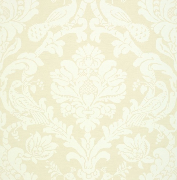 Thibaut T89135 Damask Resource 4 Passaro Damask Beige - tapeta w stylizowane rośliny i ptaki