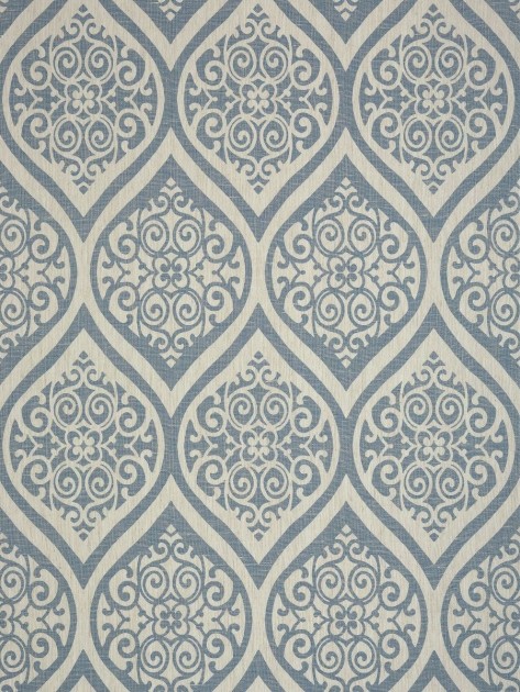 Thibaut T89148 Damask Resource 4 Tangiers Navy on White - tapeta w roślinne ornamenty z lnianej siatki