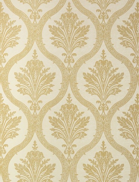 Thibaut T89159 Damask Resource 4 Clessidra Metallic Gold on Cream - tapeta w motyw stylizowanych roślin i ogee