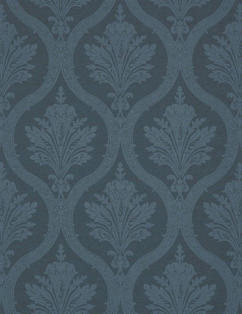 Thibaut T89162 Damask Resource 4 Clessidra Navy - tapeta w motyw stylizowanych roślin i ogee