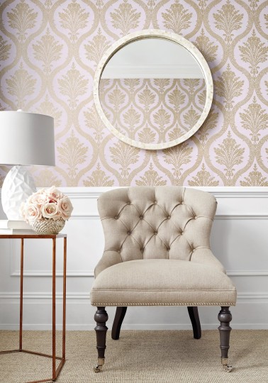 Thibaut T89164 Damask Resource 4 Clessidra Beige - tapeta w motyw stylizowanych roślin i ogee