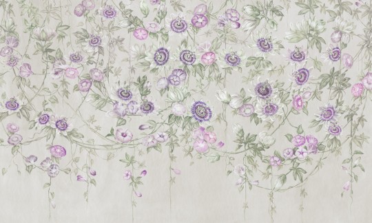 Rauv Harmony Passiflora 2 - mural w kwiaty na betonowym tle