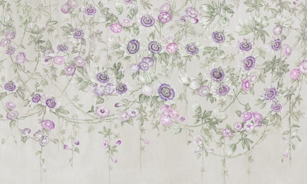 Rauv Harmony Passiflora 2 - mural w kwiaty na betonowym tle