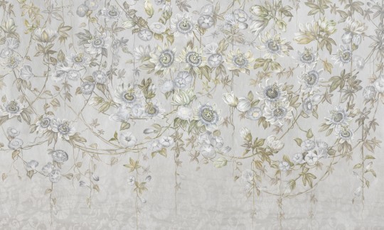 Rauv Harmony Passiflora 3 - mural w kwiaty na betonowym tle