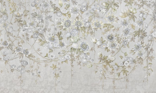 Rauv Harmony Passiflora 3 - mural w kwiaty na betonowym tle