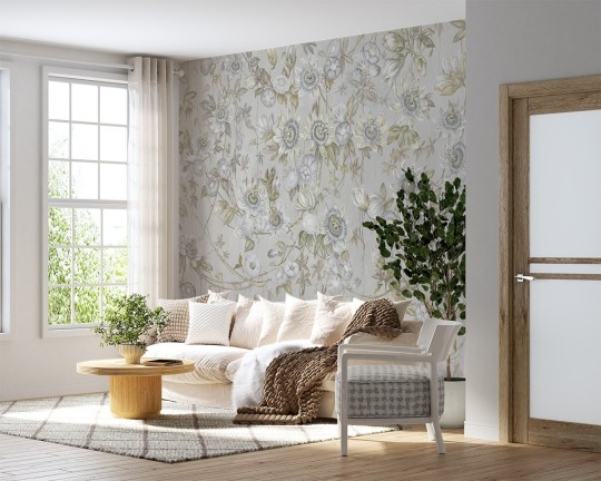 Rauv Harmony Passiflora 3 - mural w kwiaty na betonowym tle