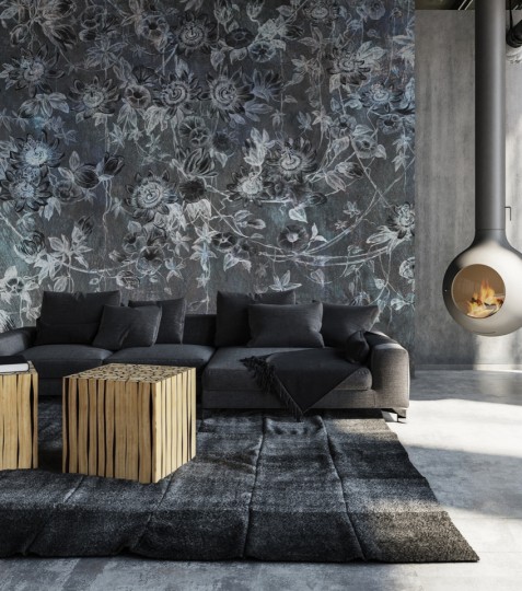 Rauv Harmony Passiflora 4 - mural w kwiaty na betonowym tle