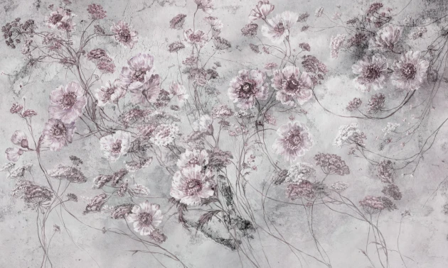 Rauv Harmony Floral Whimsy 3 - mural w kwiaty na zamglonym tle
