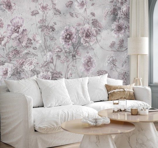 Rauv Harmony Floral Whimsy 3 - mural w kwiaty na zamglonym tle