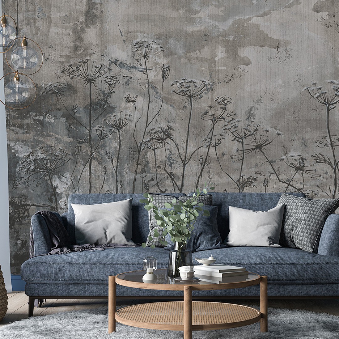 Rauv Mirage Velvet Dusk - mural w roślinny motyw na industrialnym tle
