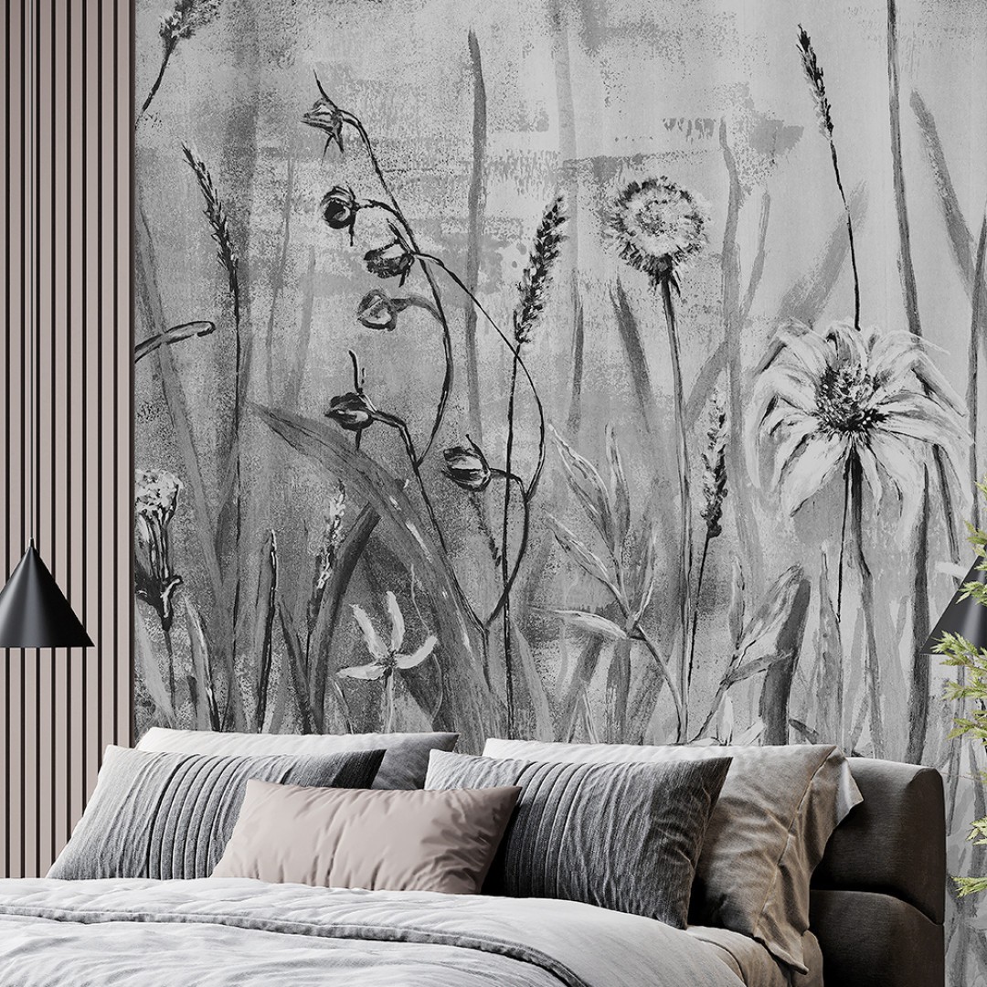 Rauv Mirage Cold Flowers - mural w polne rośliny