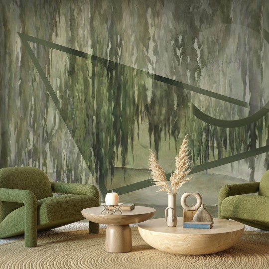 Rauv Mirage Willow 3 - mural w płacząca wierzbę i geometryczne akcenty