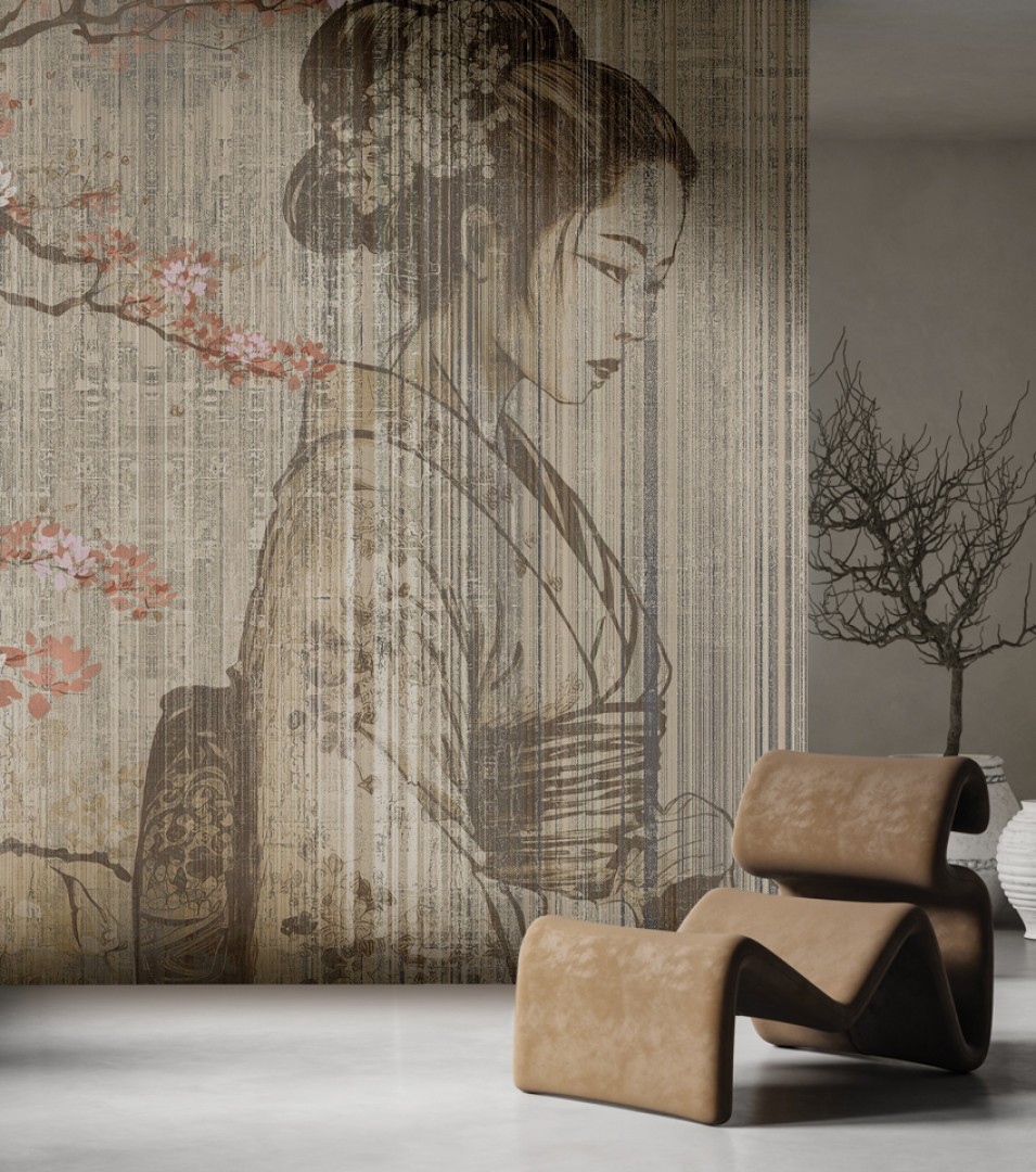 Rauv The First Japanese Cherry Tree - mural w gejsze i kwitnącą wiśnię