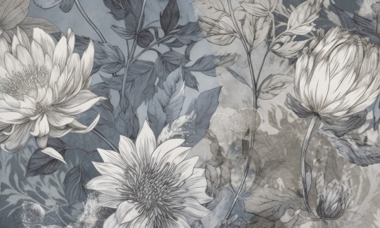 Rauv The First Azure Dance - mural w duże kwiaty i liście