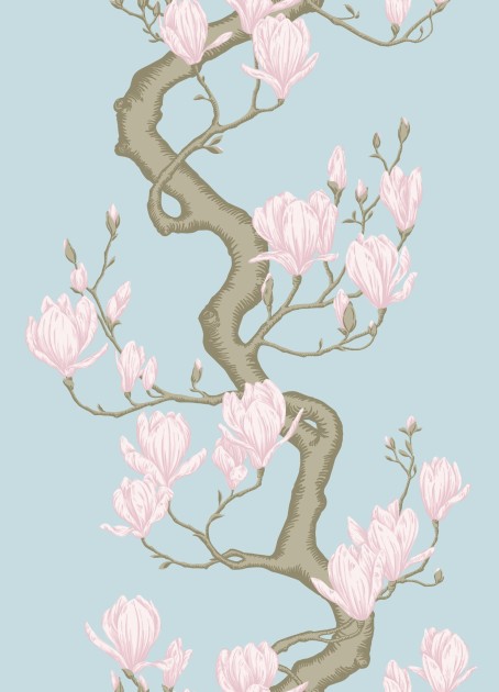 Cole & Son 128/1004 Classics Collection Vol. II Magnolia Tree Sky Blue and Blush - tapeta z drzewem magnolii