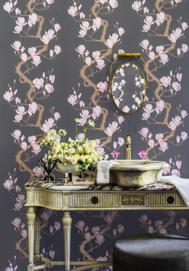 Cole & Son 128/1004 Classics Collection Vol. II Magnolia Tree Sky Blue and Blush - tapeta z drzewem magnolii