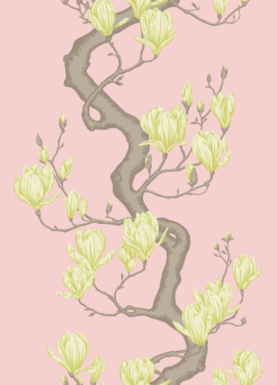 Cole & Son 128/1005 Classics Collection Vol. II Magnolia Tree Rose Pink and Soft Lemon - tapeta z drzewem magnolii