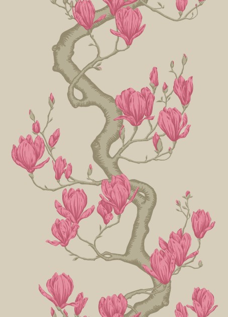 Cole & Son 128/1006 Classics Collection Vol. II Magnolia Tree Metallic Taupe and Magenta - tapeta z drzewem magnolii