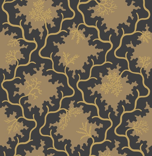 Cole & Son 128/4018 Classics Collection Vol. II Moss Trellis Black and Gold - tapeta w abstrakcyjne gałęzie