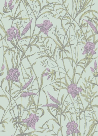 Cole & Son 128/5024 Classics Collection Vol. II Iris Lavender on Duck Egg - tapeta w irysy