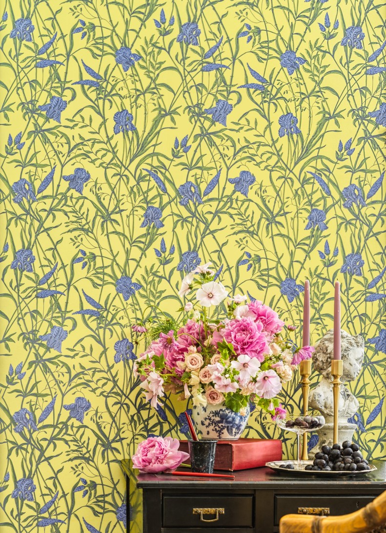 Cole & Son 128/5027 Classics Collection Vol. II Iris Violet on Citrine - tapeta w irysy