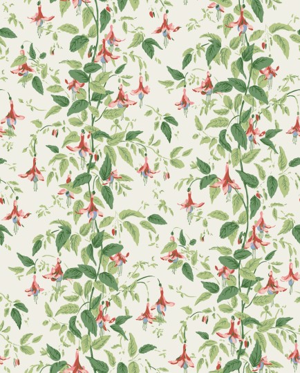 Cole & Son 128/6028 Classics Collection Vol. II Fuchsia Rose Pink and Soft Green on Parchment - tapeta roślinna