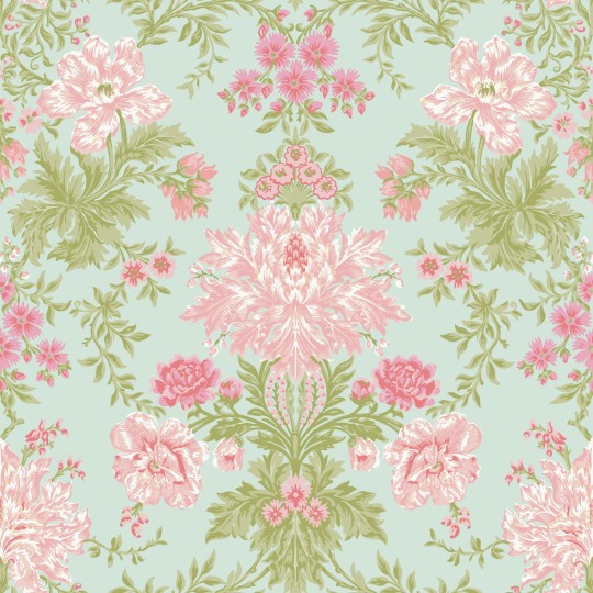 Cole & Son 128/7034 Classics Collection Vol. II Poppies Soft Pink, Blush and Soft Green on Mint - tapeta stylizowane kwiaty