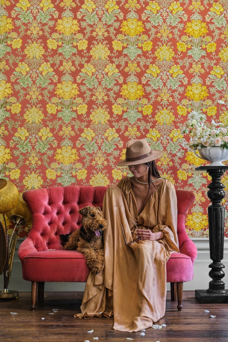 Cole & Son 128/7034 Classics Collection Vol. II Poppies Soft Pink, Blush and Soft Green on Mint - tapeta stylizowane kwiaty