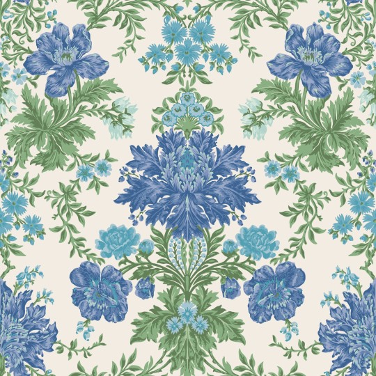 Cole & Son 128/7035 Classics Collection Vol. II Poppies Sapphire, Cerulean and Moss on Stone - tapeta stylizowane kwiaty