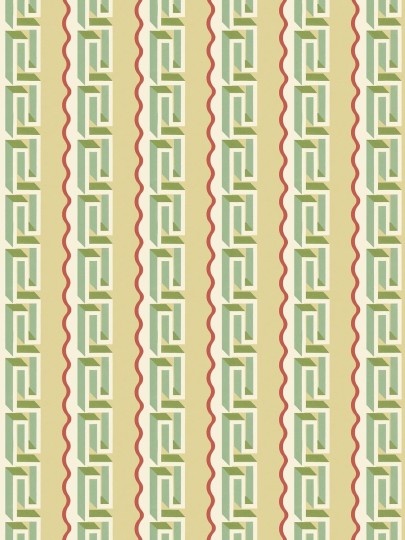 Boras Tapeter 9698W Château Collection Rayure Méandre Yellow - mural w geometryczny wzór 3D