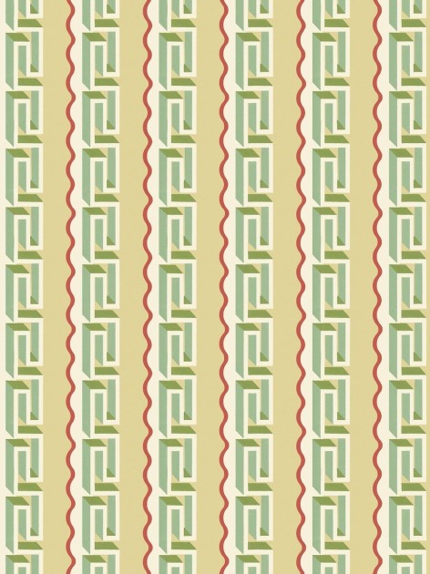 Boras Tapeter 9698W Château Collection Rayure Méandre Yellow - mural w geometryczny wzór 3D