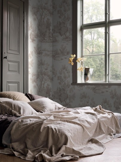 Boras Tapeter 9701W Château Collection Grisaille Beige - mural w ogród i pałace