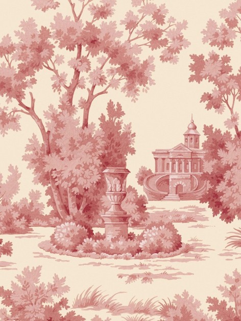 Boras Tapeter 9702W Château Collection Grisaille Red - mural w ogród i pałace